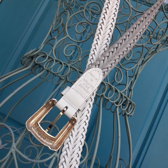 Genuine Leather Belt Braided White Woven Multi Loop Real Leather Belt Womens main image 10